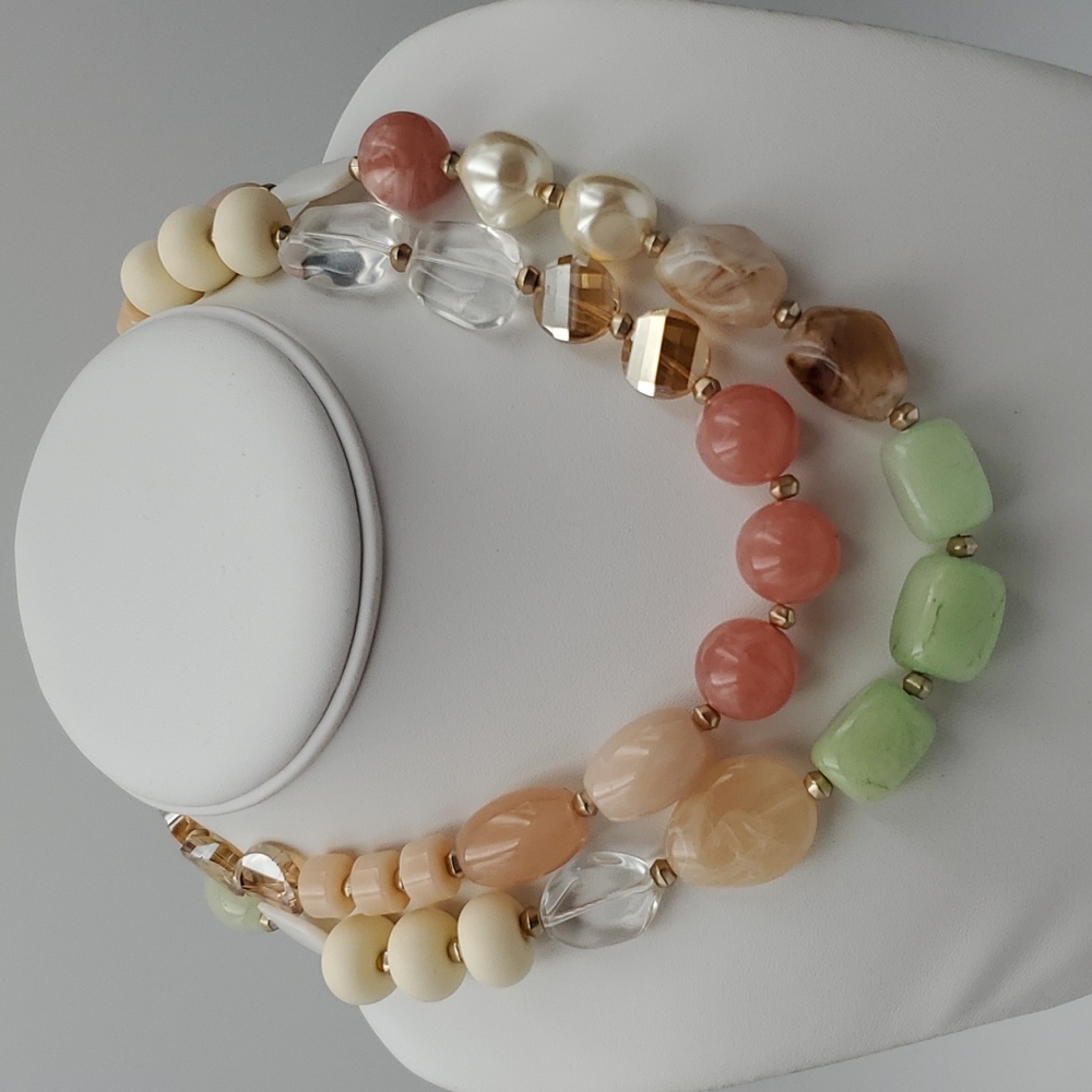 LOFT Double Strand Pastel Mixed Media Beads Necklace - Picture 3 of 7